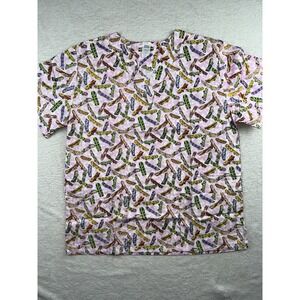 Scrub Station VS Collection Women's V Neck Pink Scrub Top Size Small Skateboards
